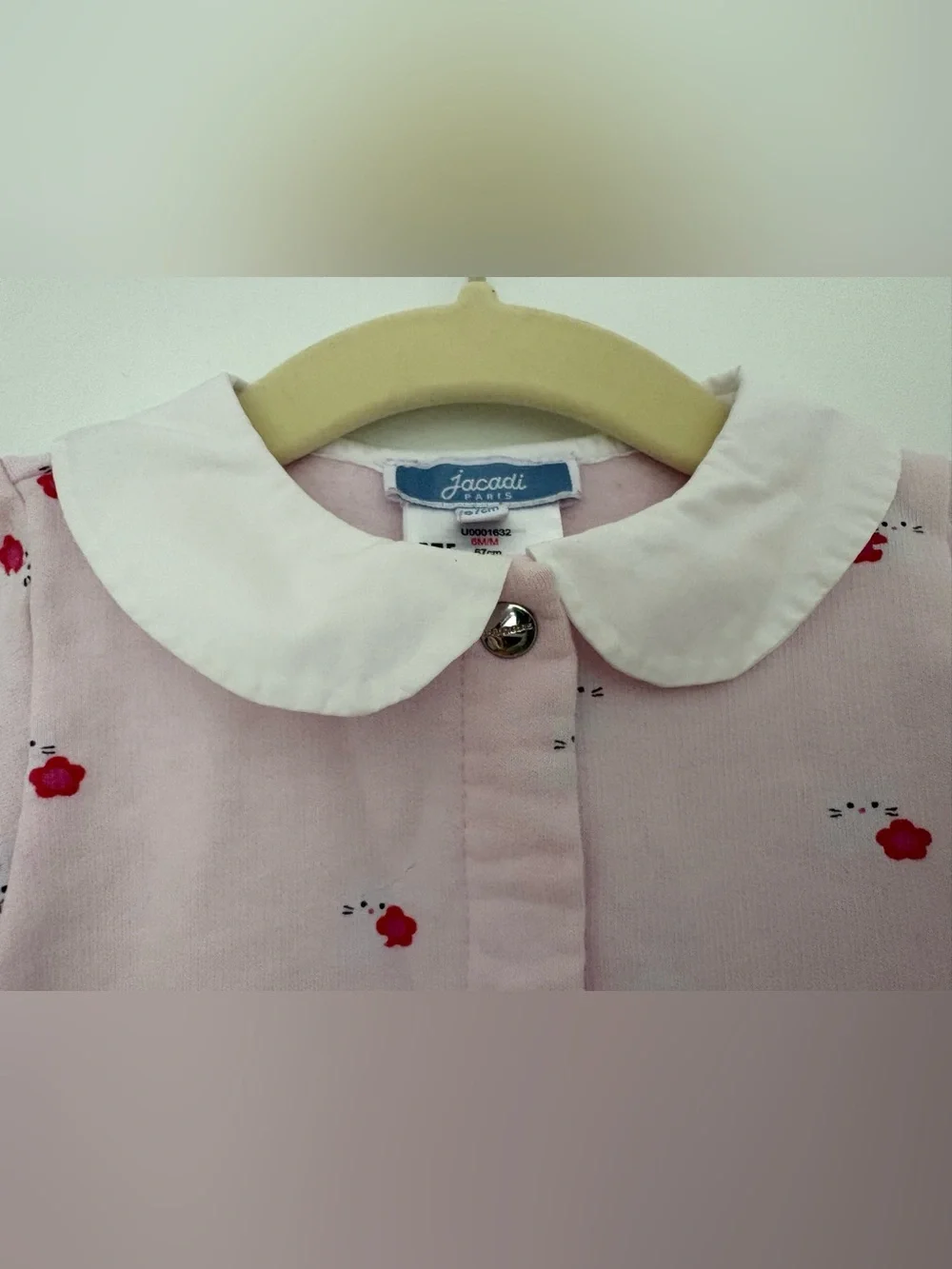 Jacadi Pink Footed One-Piece with White Peter Pan Collar